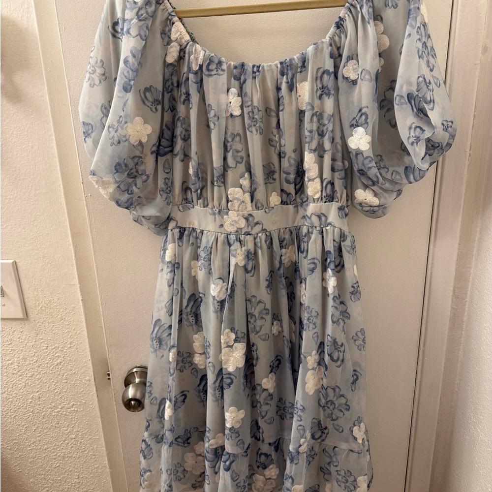 Roolee Blue and White Floral Dress